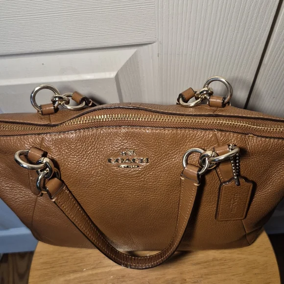 Coach Brown Pebbled Leather Kelsey Shoulder Bag - Picture 3 of 16